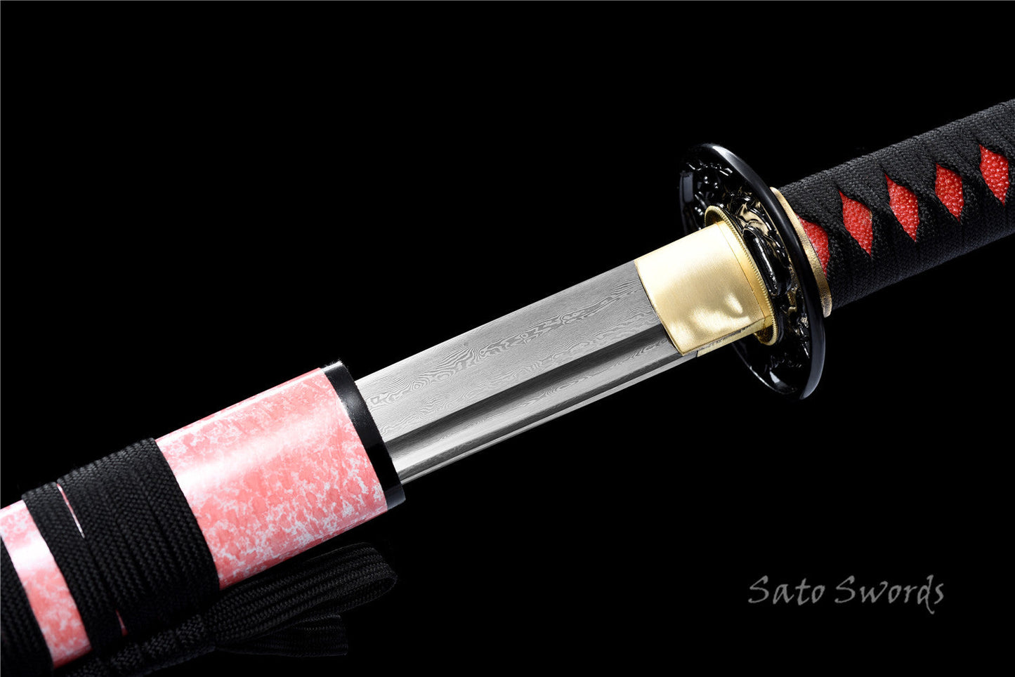 Hand-Forged Folded Steel Katana with Classic Pink Scabbard