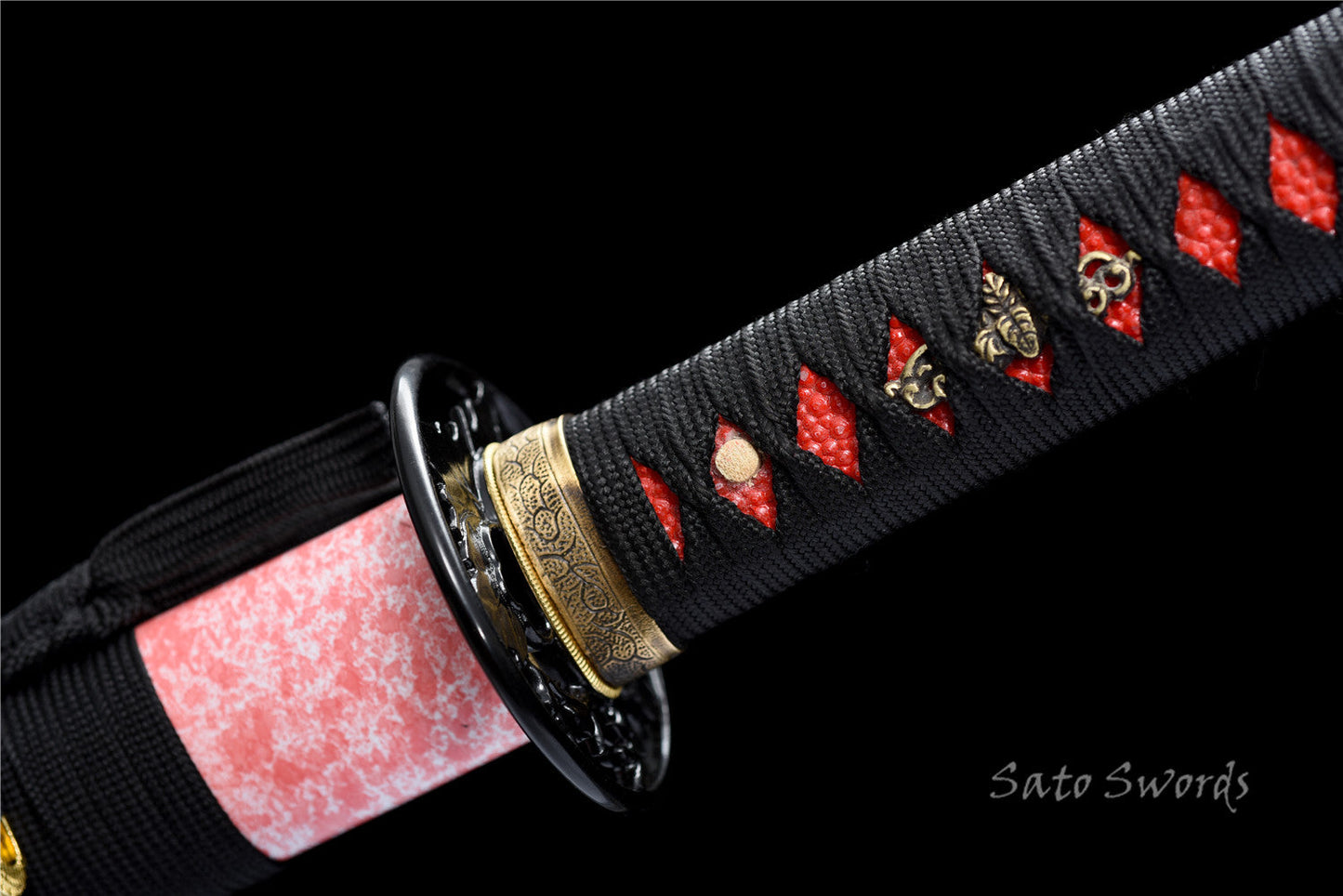 Hand-Forged Folded Steel Katana with Classic Pink Scabbard