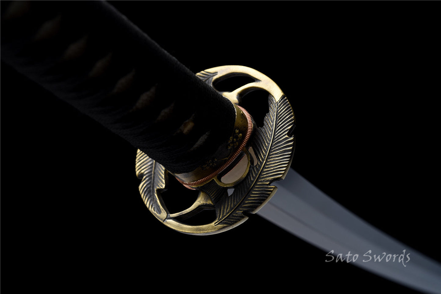 Hand-Forged Folded Damask Katana with Polished Black Scabbard