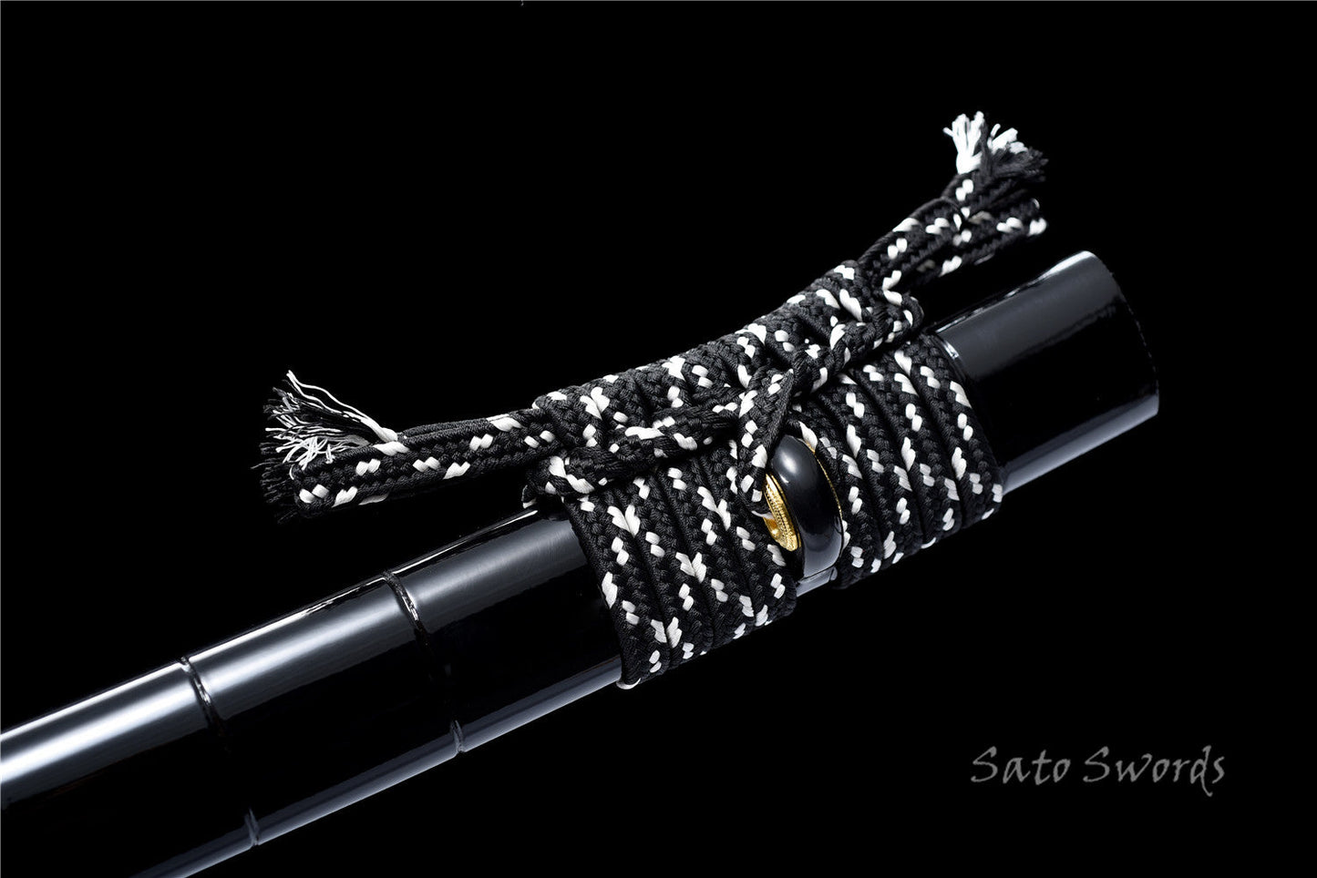 Hand-Forged Folded Damask Katana with Polished Black Scabbard