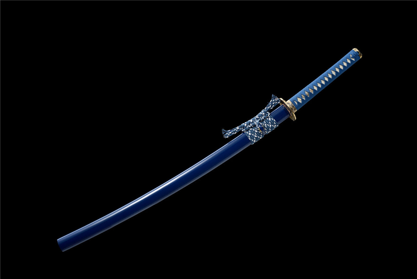 Lightnings Hand Forged Blue Katana Full Tang Blue Scabbard