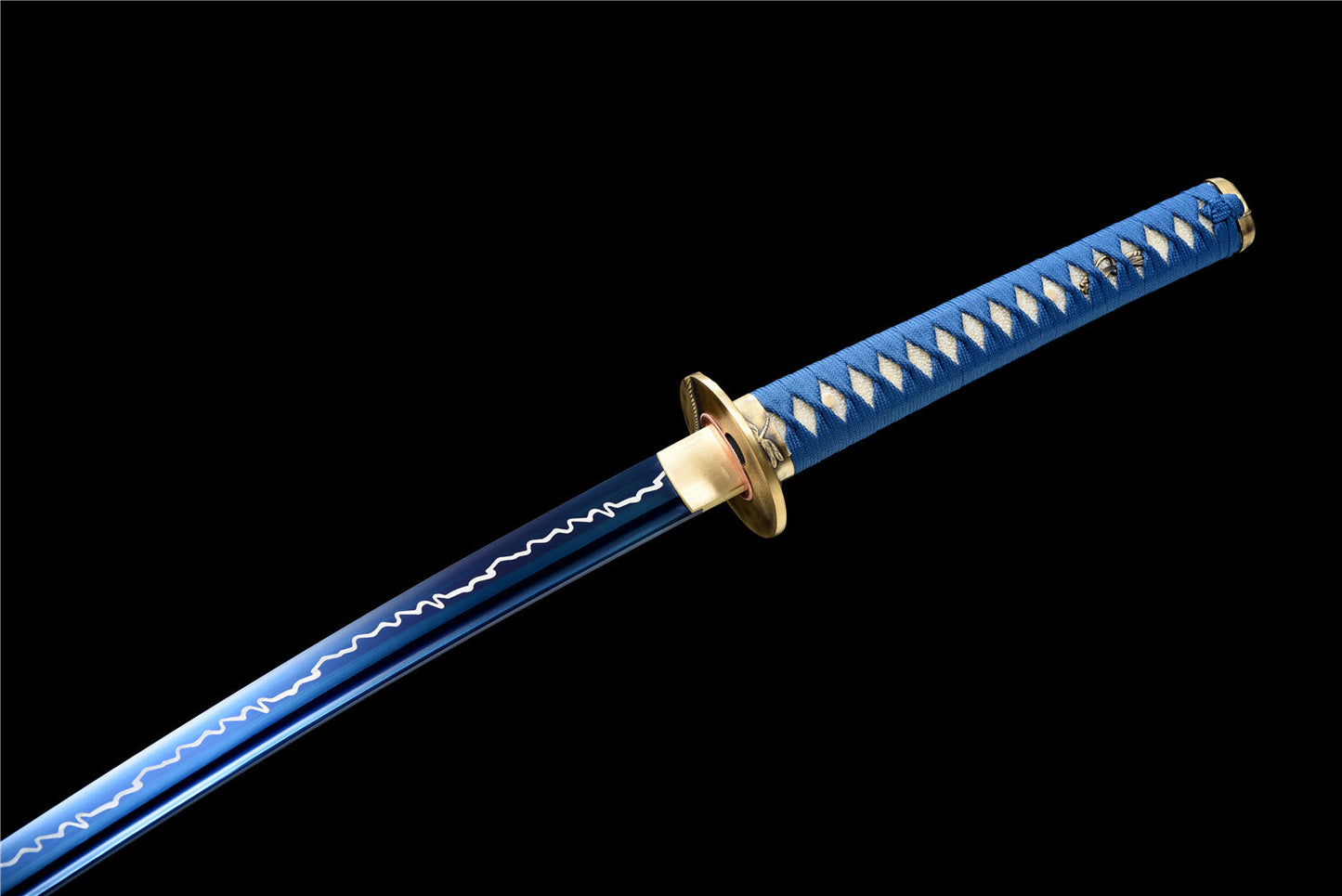 Lightnings Hand Forged Blue Katana Full Tang Blue Scabbard