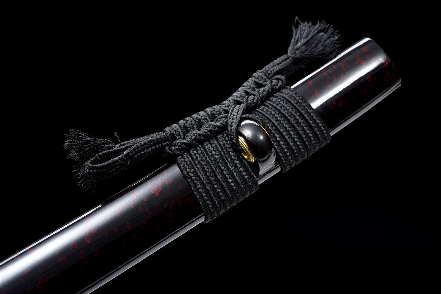 Hand-Forged Classic Red Katana with Leather Ito & Brass Tsuba