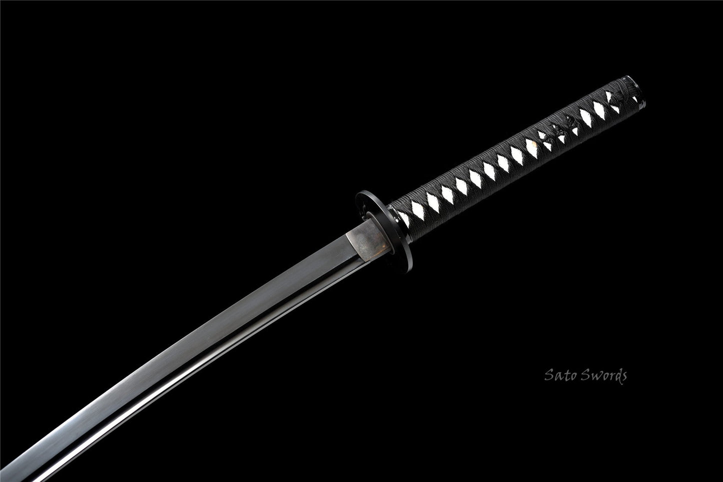 Hand-Forged Black Katana with Leather-Strap Scabbard